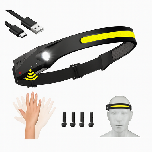 LED Headlamp 230° Ultra Wide | USB Rechargeable - Motion Sensor